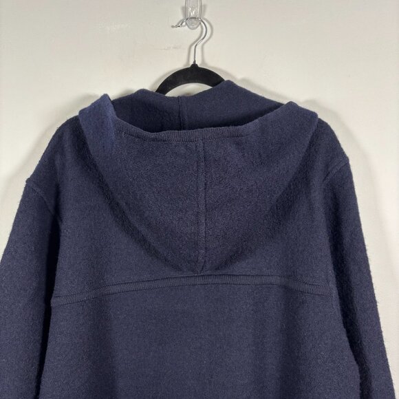 Vintage 90s Wool Jacket Winter Coat Navy Blue Minimalist Preppy Academia Neutral - Picture 6 of 8